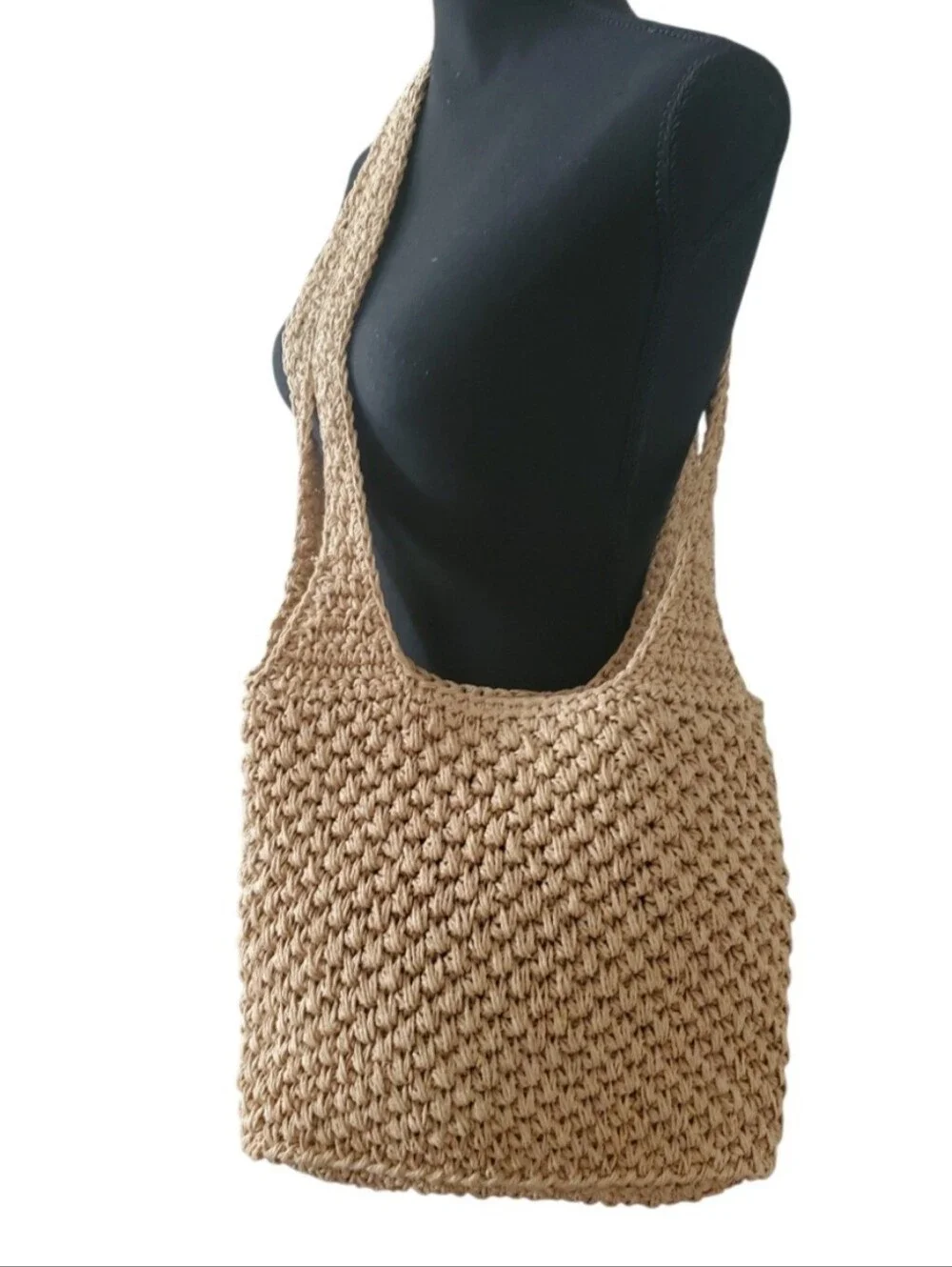 Woven Raffia Slouchy Hobo Bag